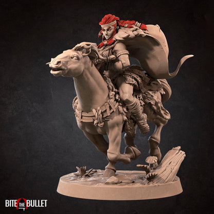 Amazon Queen, Anira (Mounted Version) | D&D TTRPG Miniature | Bite the Bullet