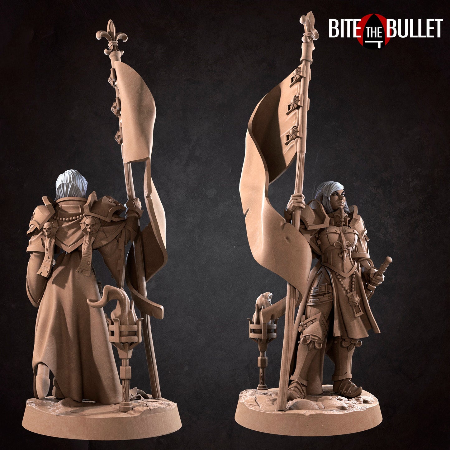 Battle Sisters Banner Bearer | D&D TTRPG Miniature | Bite the Bullet