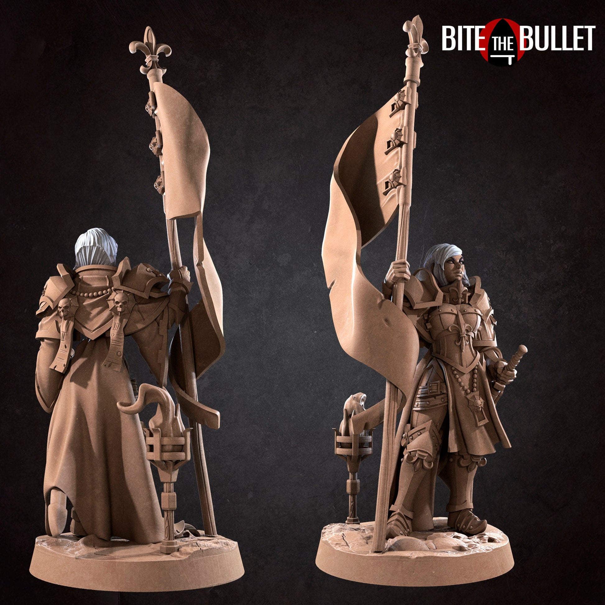Battle Sisters Banner Bearer | D&D TTRPG Miniature | Bite the Bullet