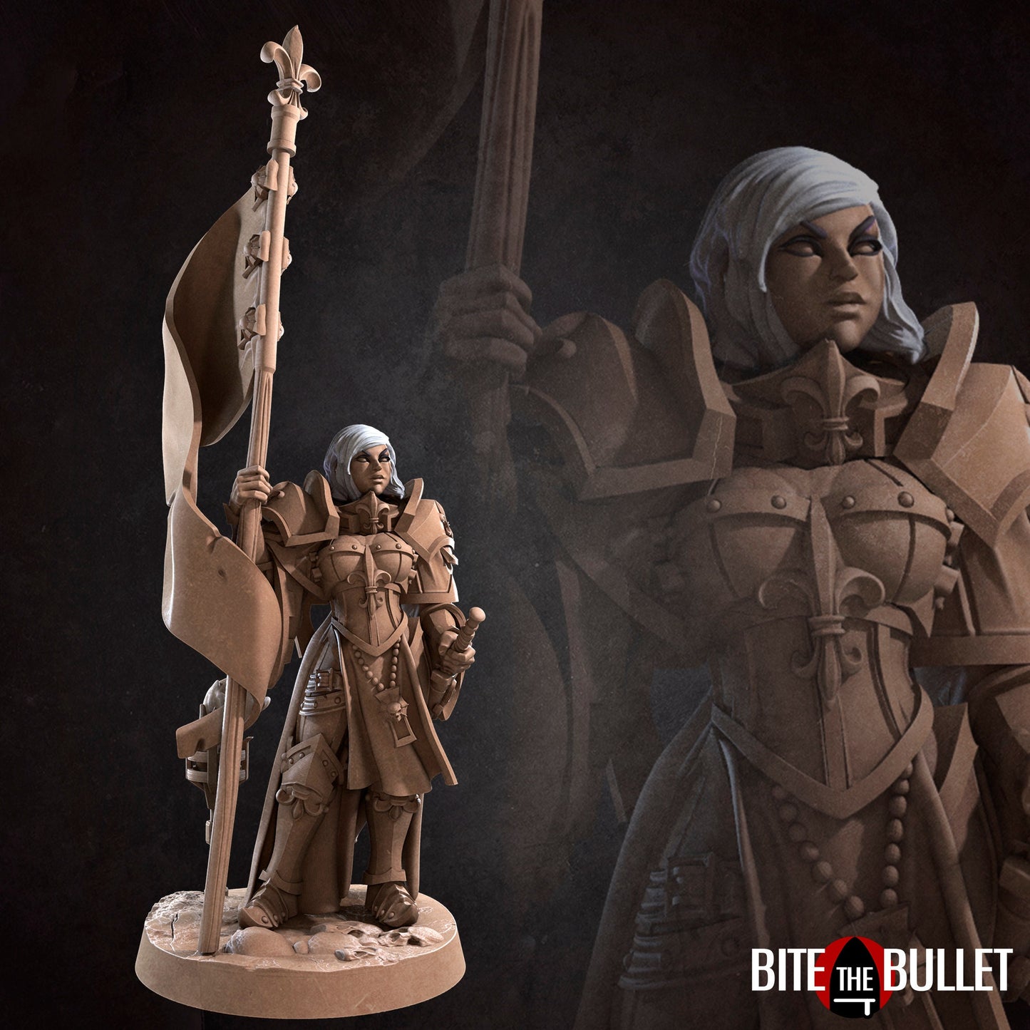 Battle Sisters Banner Bearer | D&D TTRPG Miniature | Bite the Bullet