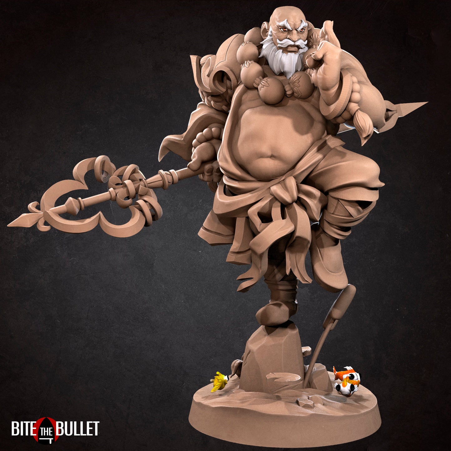 Human Monk, Bob Salot | TABLETOP SCALE | D&D TTRPG Miniature | Bite the Bullet | Unpainted, Unplated Resin 8k