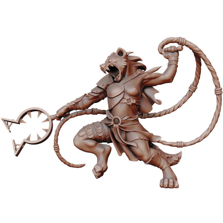 Detailed D&D Gnolls miniature from Tattles Told 3D's Gnolls Collection, featuring a fierce creature with fur and weapon details.