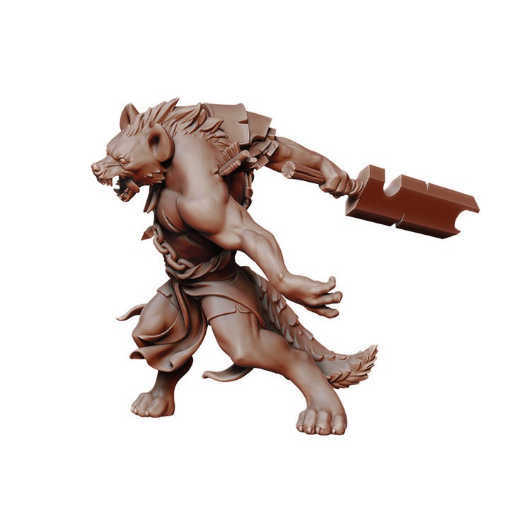 Detailed D&D Gnolls Collection miniature by Tattles Told 3D, showcasing a fierce gnoll monster miniature for tabletop gaming.