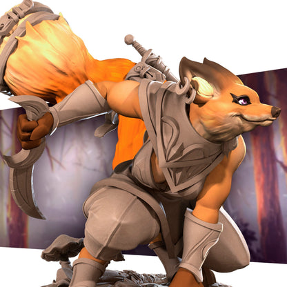 Foxfolk Rogue | TABLETOP SCALE | D&D TTRPG Miniature | Bite the Bullet | Unpainted, Unplated Resin 8k