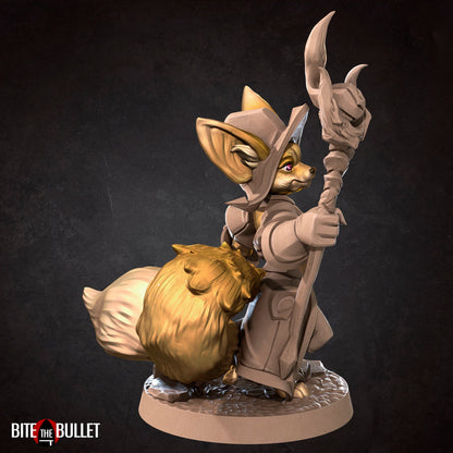 Foxfolk Wizard | TABLETOP SCALE | D&D TTRPG Miniature | Bite the Bullet | Unpainted, Unplated Resin 8k