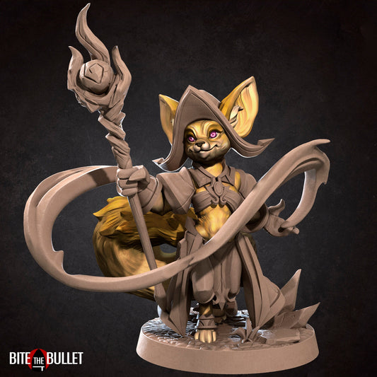 Foxfolk Wizard | TABLETOP SCALE | D&D TTRPG Miniature | Bite the Bullet | Unpainted, Unplated Resin 8k