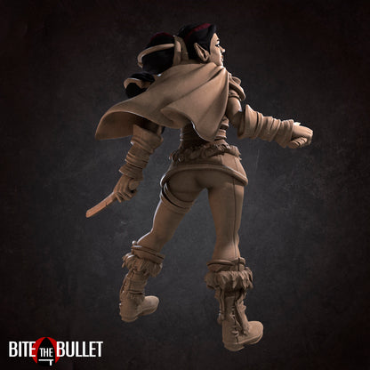 Gara, Half-Orc Rogue | TABLETOP SCALE | D&D TTRPG Miniature | Bite the Bullet | Unpainted, Unplated Resin 8k