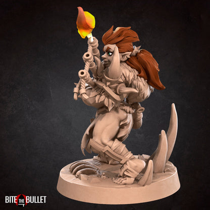 Halfing Bard, Bagpipes | TTRPG Miniature | Bite the Bullet | Unpainted, Unplated Resin 8k