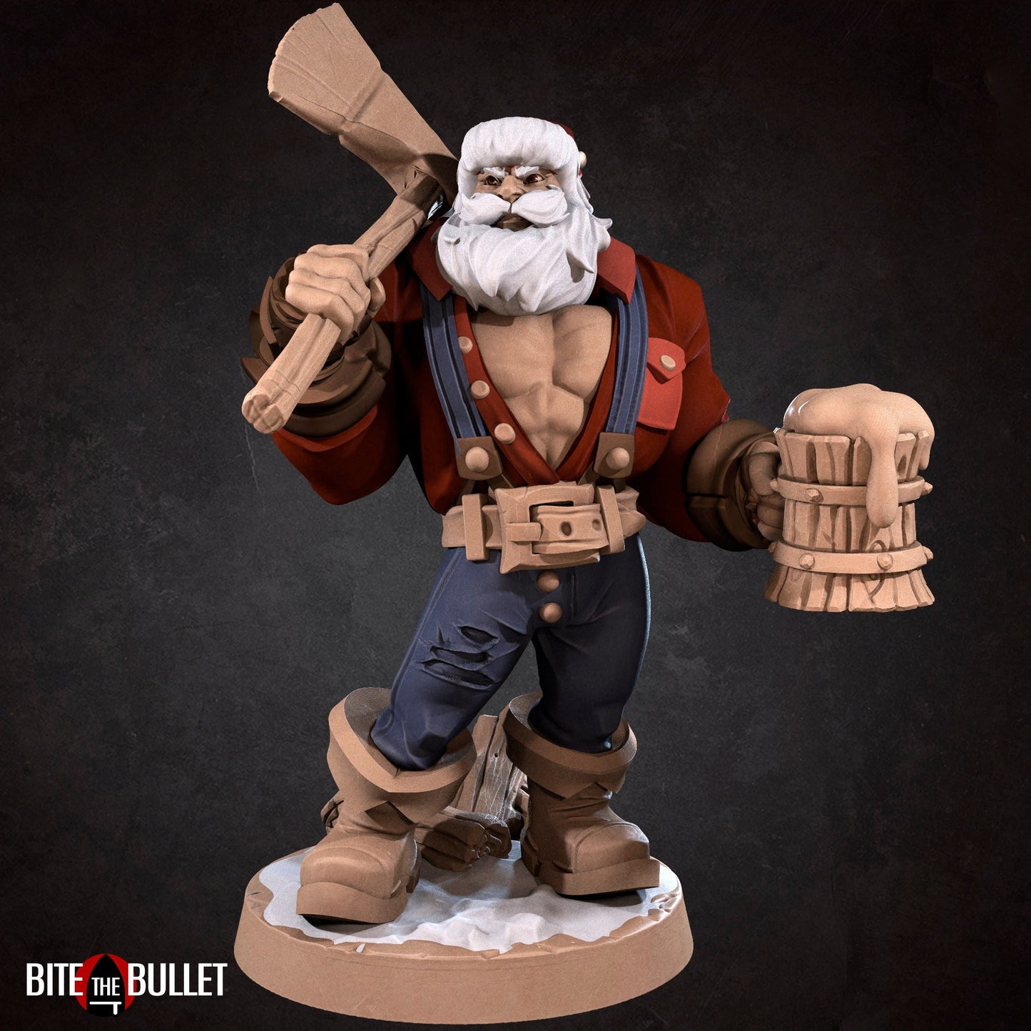 Lumberjack Klaus Santa Claus | TABLETOP SCALE | D&D TTRPG Miniature | Bite the Bullet | Unpainted, Unplated Resin 8k