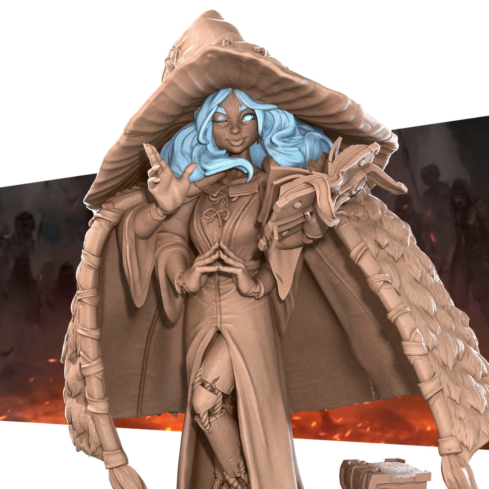 Magi, Blue Two-Faced Witch | TABLETOP SCALE | D&D TTRPG Miniature | Bite the Bullet | Unpainted, Unplated Resin 8k