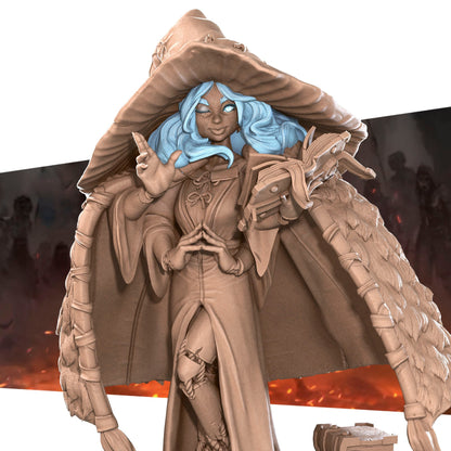 Magi, Blue Two-Faced Witch | TABLETOP SCALE | D&D TTRPG Miniature | Bite the Bullet | Unpainted, Unplated Resin 8k