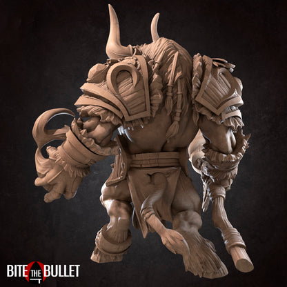 Minotaur Druid | TABLETOP SCALE | D&D TTRPG Miniature | Bite the Bullet | Unpainted, Unplated Resin 8k