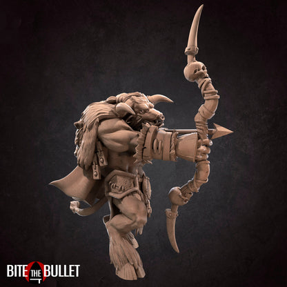 Minotaur Hunter | TABLETOP SCALE | D&D TTRPG Miniature | Bite the Bullet | Unpainted, Unplated Resin 8k
