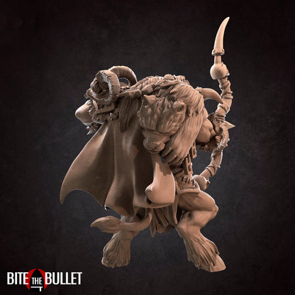 Minotaur Hunter | TABLETOP SCALE | D&D TTRPG Miniature | Bite the Bullet | Unpainted, Unplated Resin 8k