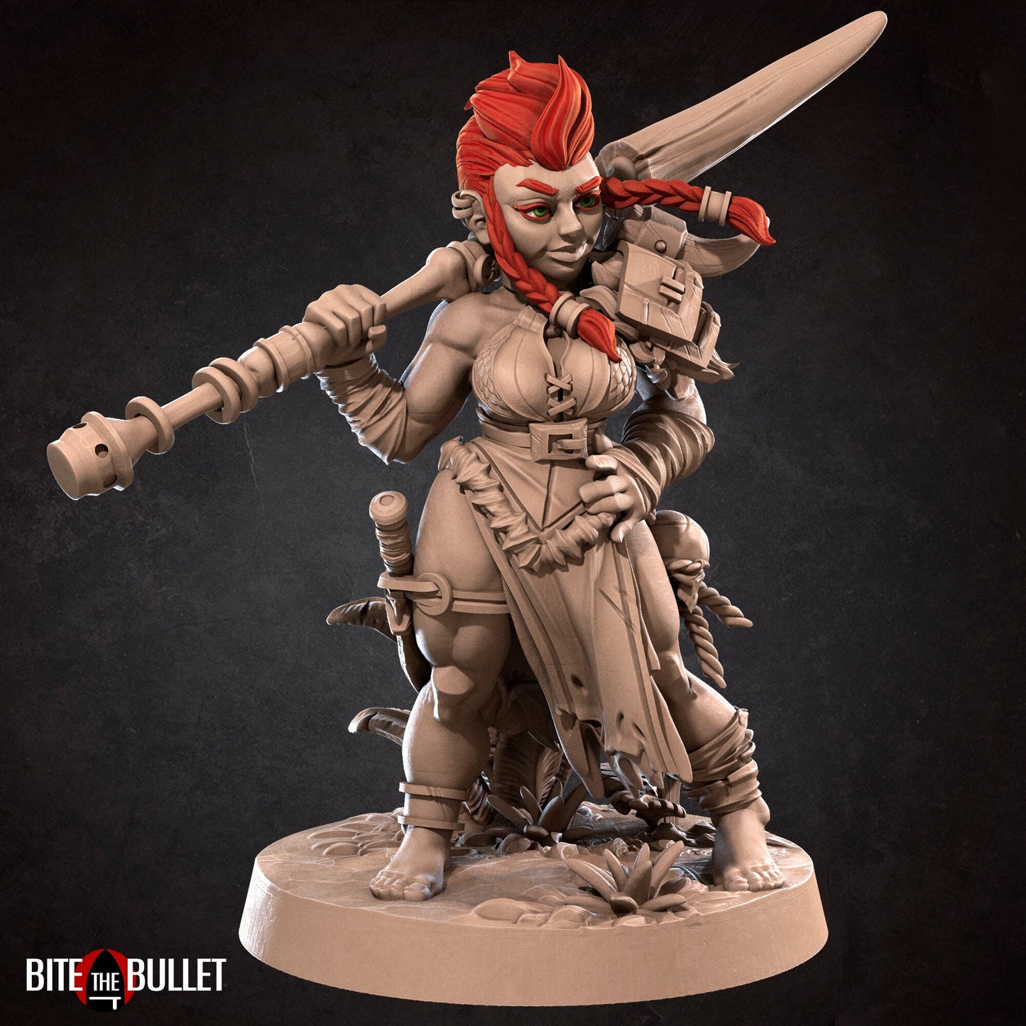 Olga and Volga, Dwarf Twin Sisters | TABLETOP SCALE | D&D TTRPG Miniature | Bite the Bullet | Unpainted, Unplated Resin 8k