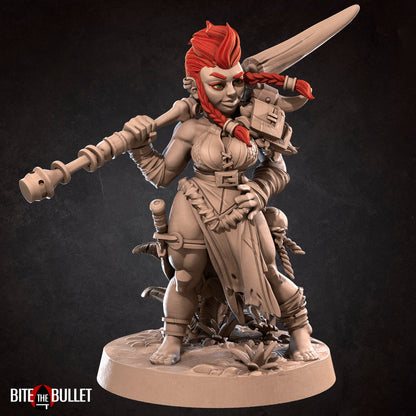 Olga and Volga, Dwarf Twin Sisters | TABLETOP SCALE | D&D TTRPG Miniature | Bite the Bullet | Unpainted, Unplated Resin 8k