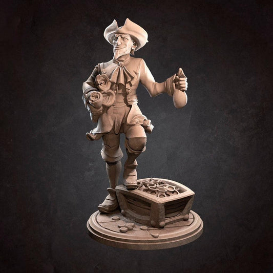 Pirate Dealer | TABLETOP SCALE | D&D TTRPG Miniature | Bite the Bullet | Unpainted, Unplated Resin 8k