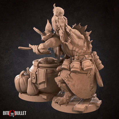 Dragonborn Cook, Ramsak | TABLETOP SCALE | D&D TTRPG Miniature | Bite the Bullet | Unpainted, Unplated Resin 8k