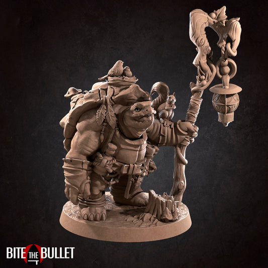 Tortle Druid | TTRPG Miniature | Bite the Bullet | Unpainted, Unplated Resin 8k
