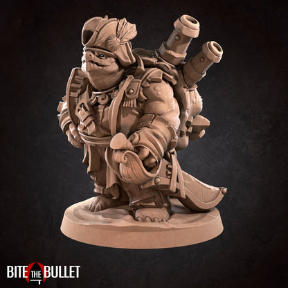 Tortle Pirate | TABLETOP SCALE | D&D TTRPG Miniature | Bite the Bullet | Unpainted, Unplated Resin 8k