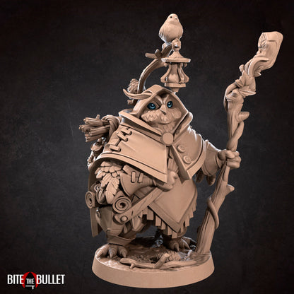 Uka, Forest Keeper Owlfolk | TABLETOP SCALE | D&D TTRPG Miniature | Bite the Bullet | Unpainted, Unplated Resin 8k