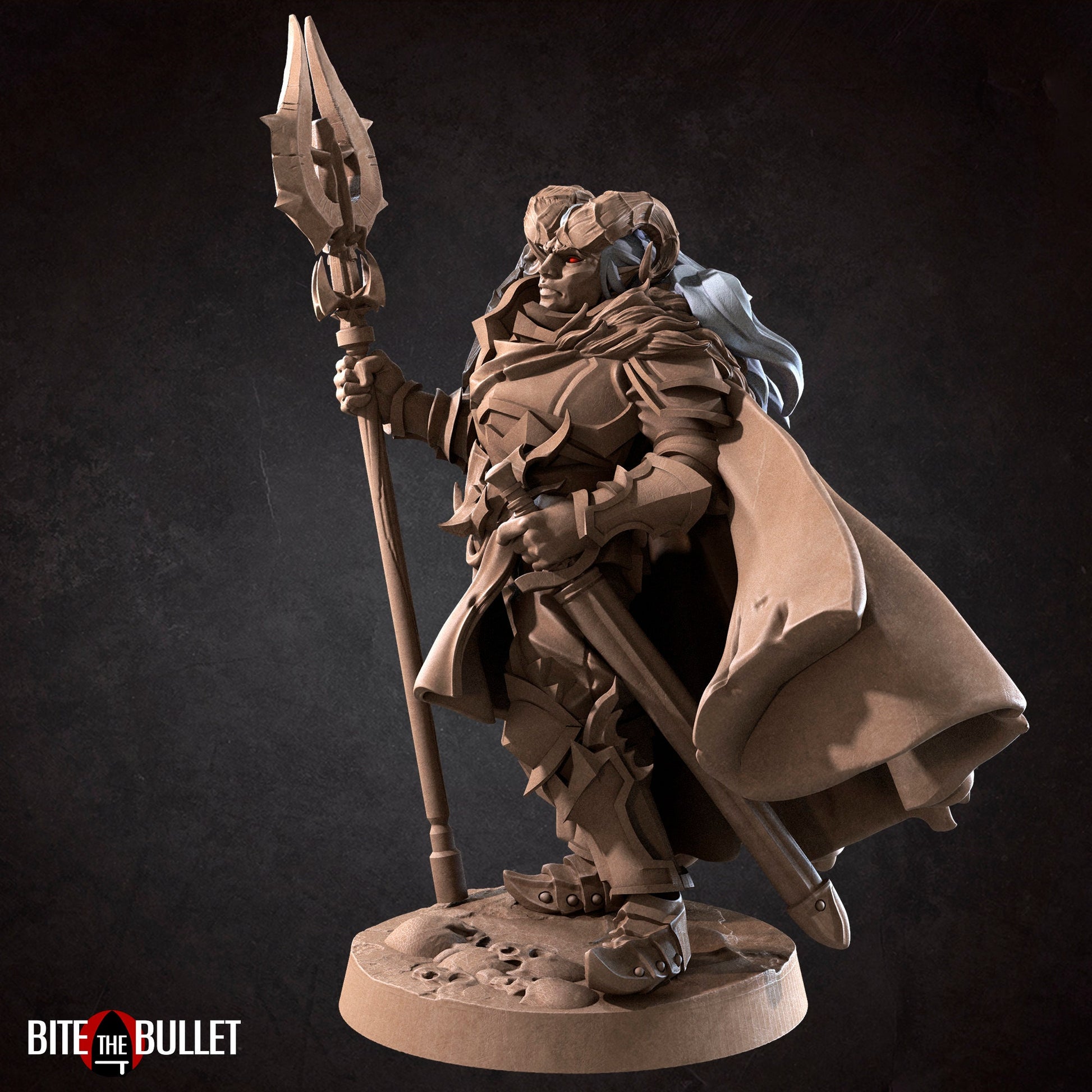 Urath, Tiefling Boss | TABLETOP SCALE | D&D TTRPG Miniature | Bite the Bullet | Unpainted, Unplated Resin 8k