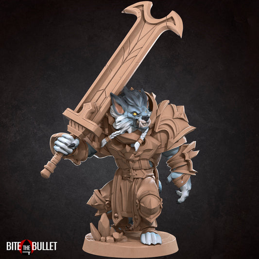 Werewolf Warrior | TABLETOP SCALE | D&D TTRPG Miniature | Bite the Bullet | Unpainted, Unplated Resin 8k
