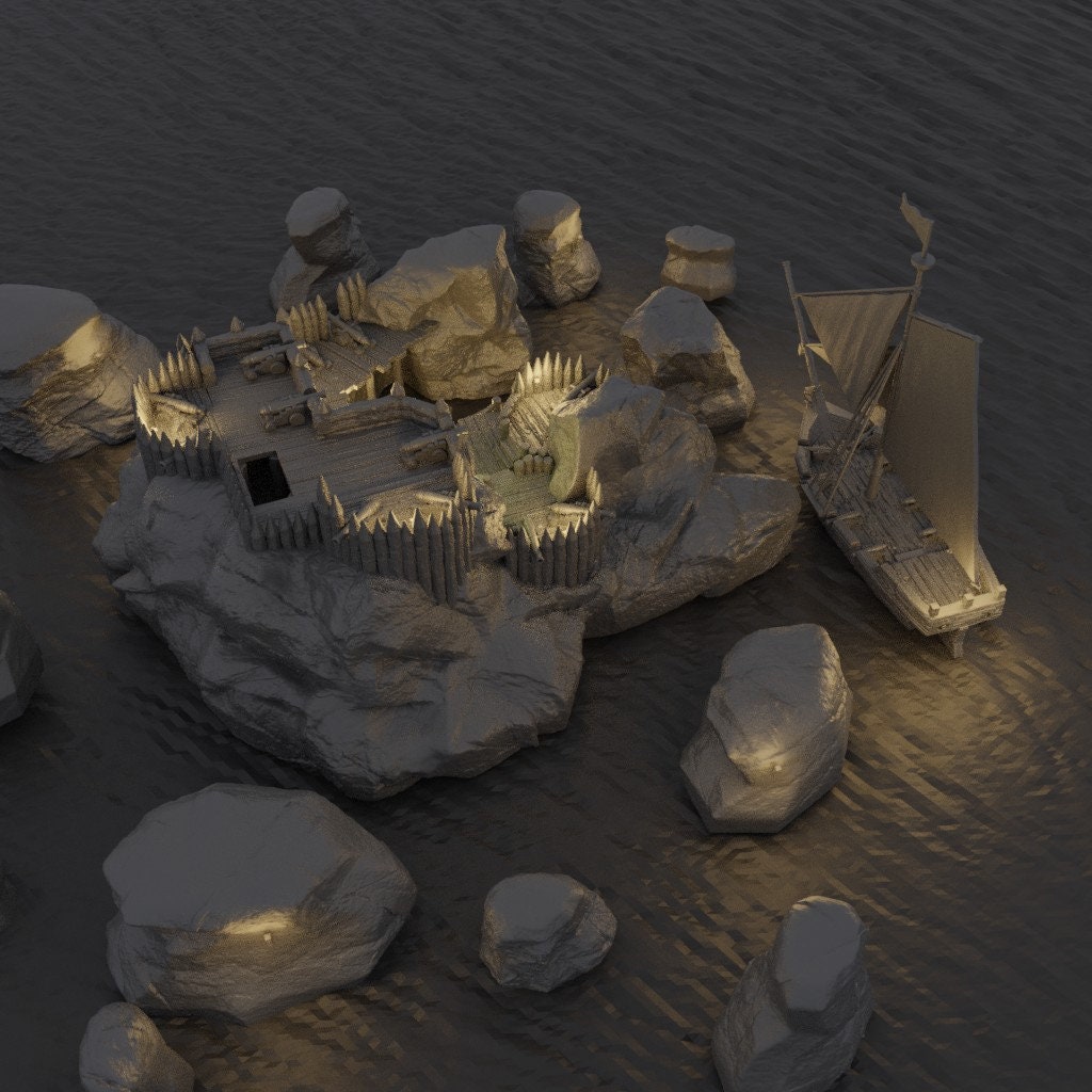 Small Pirate Cove | D&D TTRPG Playable 3D Printed Building Terrain Scenery | MiniatureLand