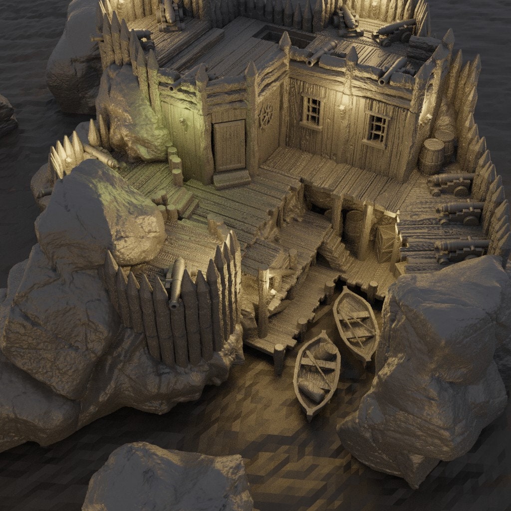 Small Pirate Cove | D&D TTRPG Playable 3D Printed Building Terrain Scenery | MiniatureLand