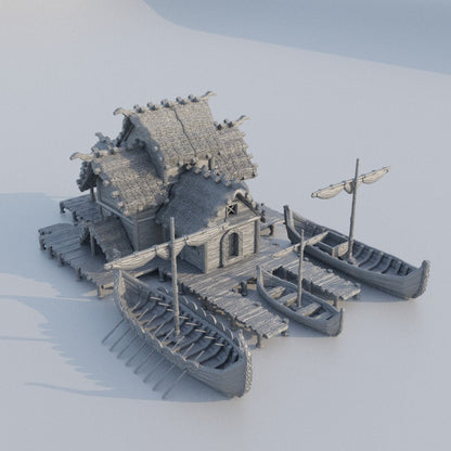 Small Viking Port | D&D TTRPG Playable 3D Printed Building Terrain Scenery | MiniatureLand