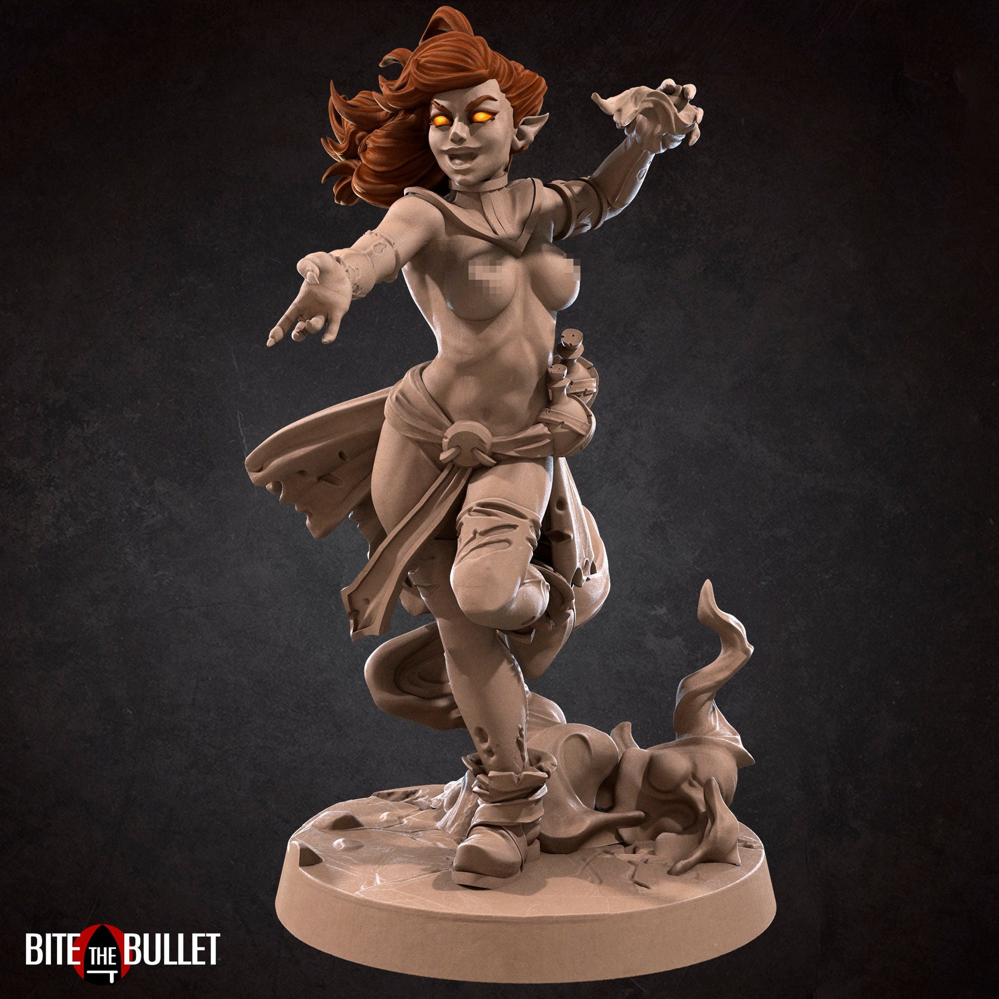 Exxotic Ember | Fire Genasi Pinup SFW NSFW Model Miniature | Bite the Bullet