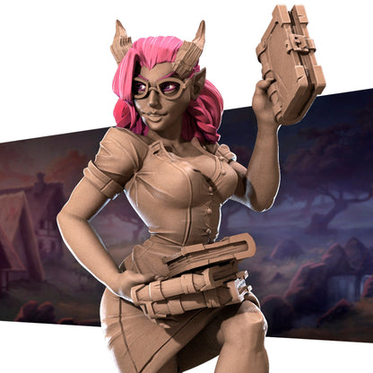 Exxotic Liz | Tiefling Book Pinup SFW NSFW Model Miniature | Bite the Bullet