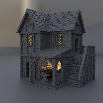 Town Blacksmith | D&D TTRPG Playable 3D Printed Building Terrain Scenery | MiniatureLand