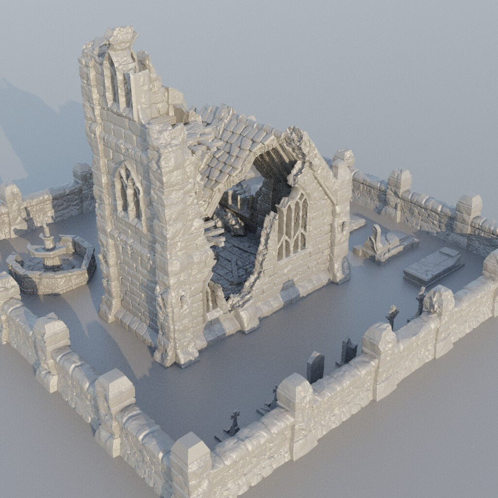 Ruined Small Church | D&D TTRPG Playable 3D Printed Building Terrain Scenery | MiniatureLand