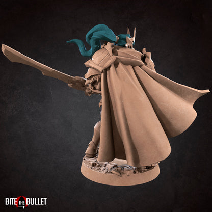Moon Elf Fighter, Vahdian | TABLETOP SCALE | D&D TTRPG Miniature | Bite the Bullet | Unpainted, Unplated Resin 8k