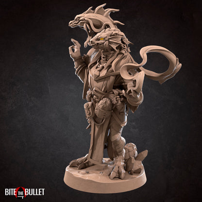 Dragonborn Wizard | TABLETOP SCALE | D&D TTRPG Miniature | Bite the Bullet