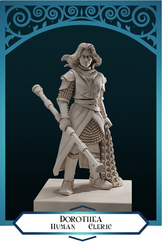 Human Cleric | D&D TTRPG Miniature | DnD Is A Woman | NO BASE