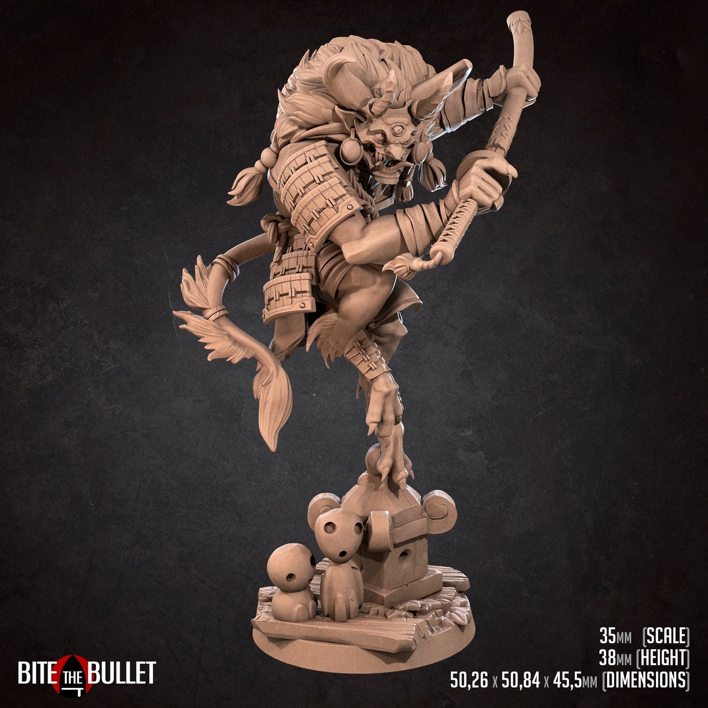 Oni Samurai | TABLETOP SCALE | D&D TTRPG Miniature | Bite the Bullet