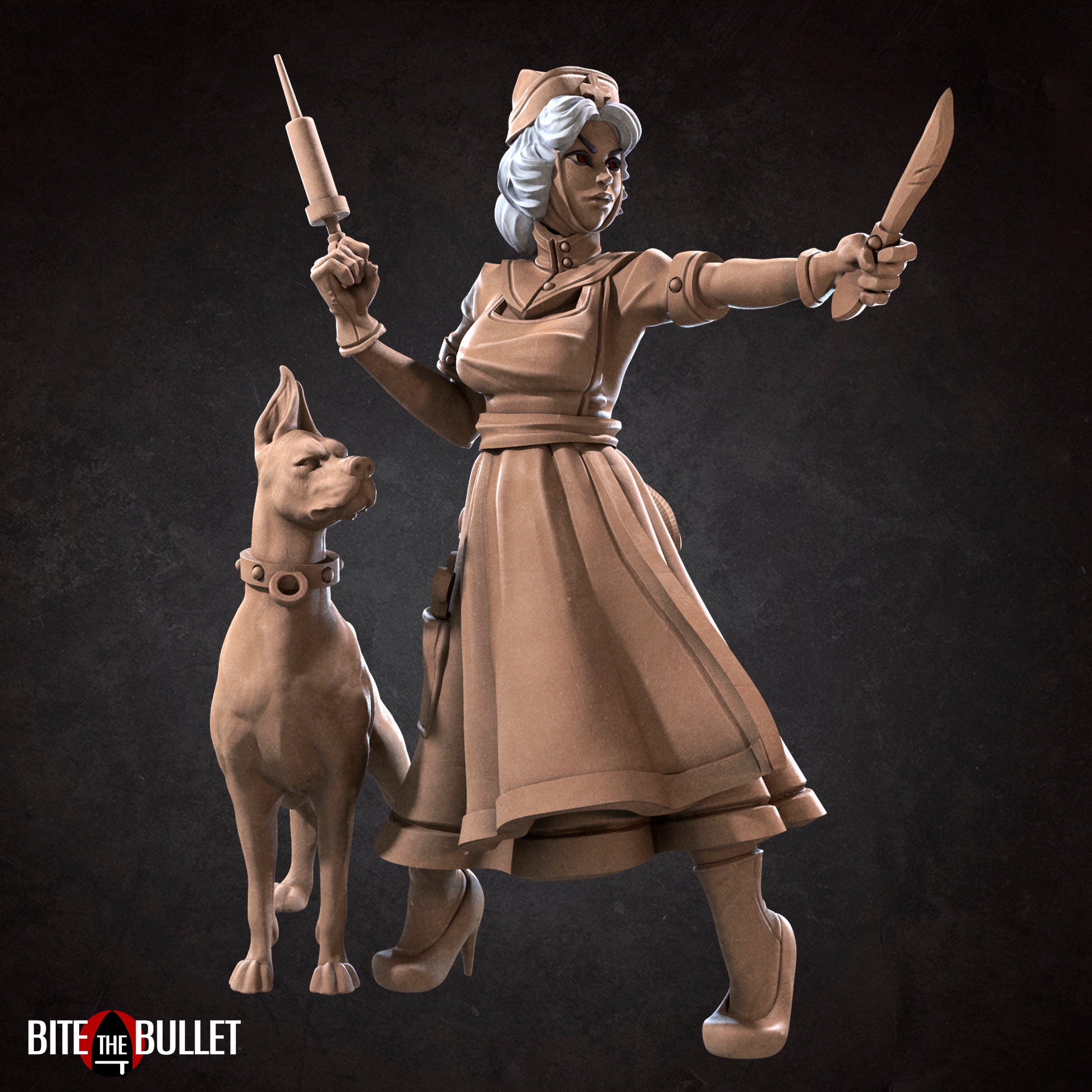 Exxotic Emilia Battle Medic | Pinup SFW NSFW Model Miniature | Bite the Bullet