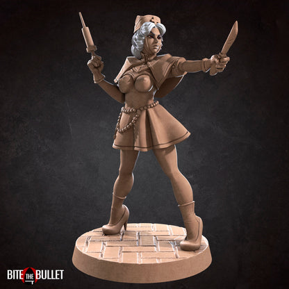 Exxotic Emilia Battle Medic | Pinup SFW NSFW Model Miniature | Bite the Bullet