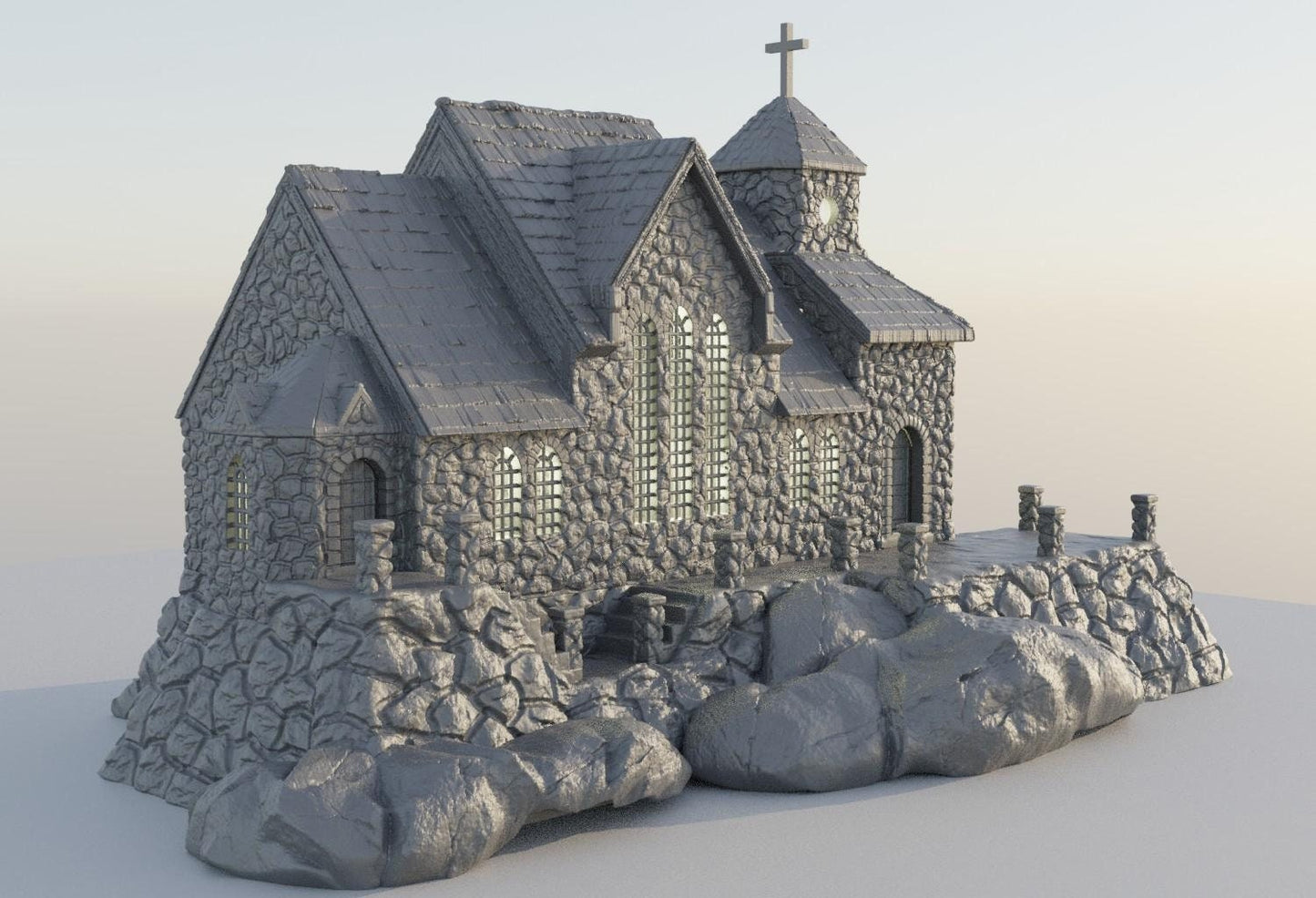 Medieval Mountain Church | D&D Playable 3D Printed Building | MiniatureLand