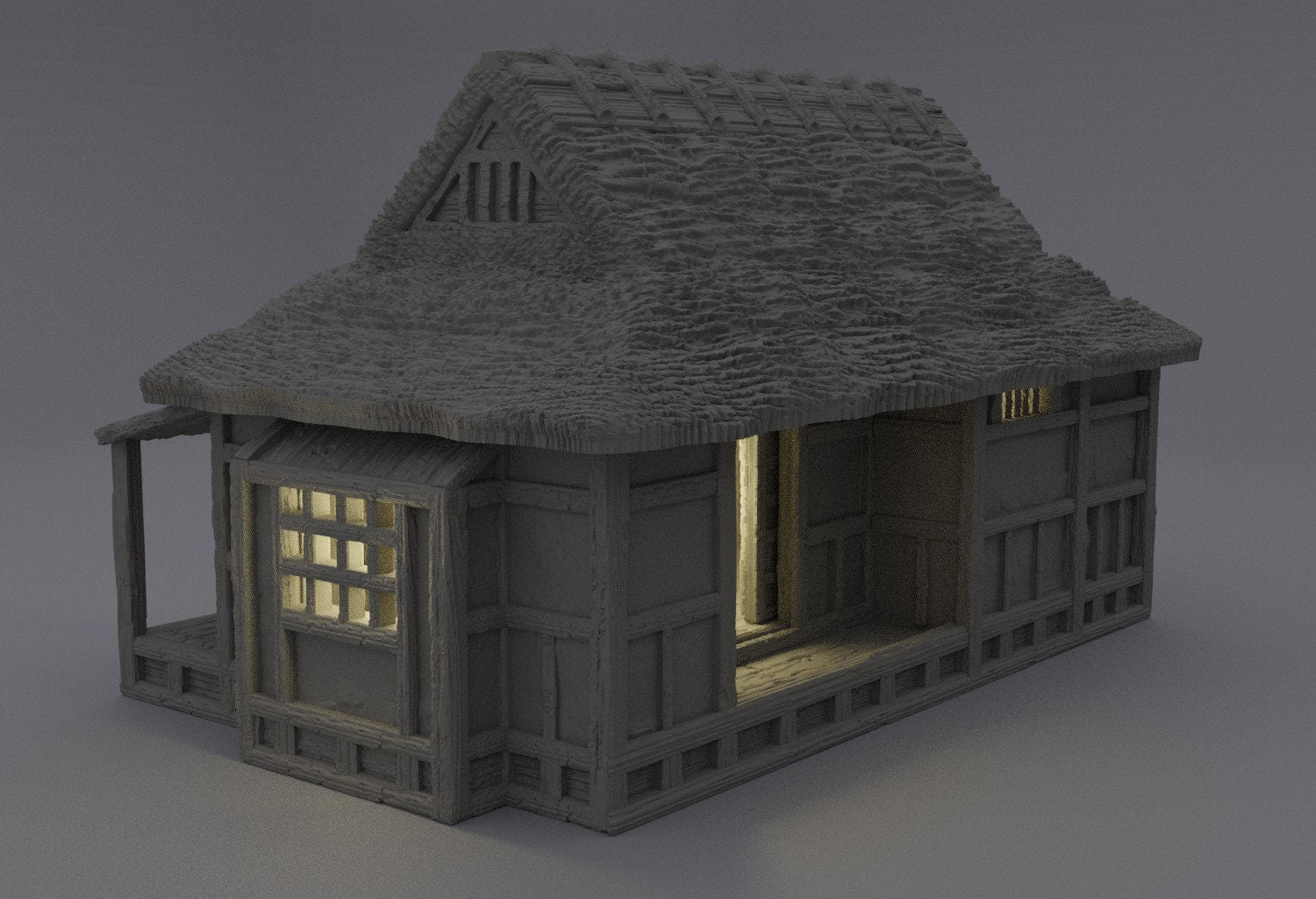 Feudal Japanese Cottage | D&D TTRPG Playable 3D Printed Building Terrain Scenery | MiniatureLand