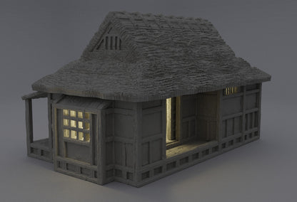 Feudal Japanese Cottage | D&D TTRPG Playable 3D Printed Building Terrain Scenery | MiniatureLand