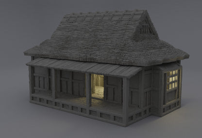 Feudal Japanese Cottage | D&D TTRPG Playable 3D Printed Building Terrain Scenery | MiniatureLand