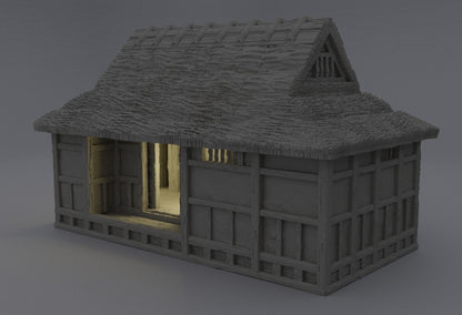 Feudal Japanese Cottage | D&D TTRPG Playable 3D Printed Building Terrain Scenery | MiniatureLand
