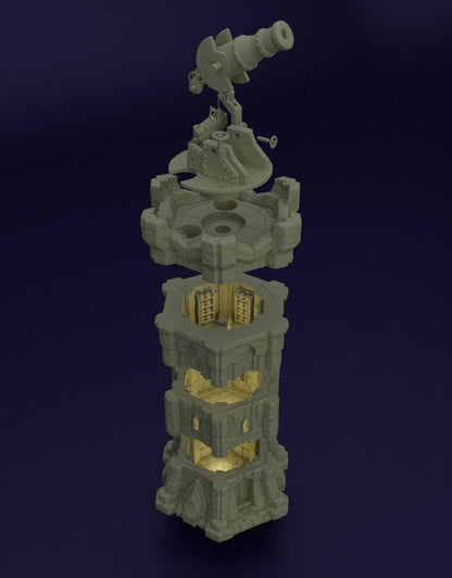 Dwarf Bombard Tower | D&D TTRPG Playable 3D Printed Building Terrain Scenery | MiniatureLand