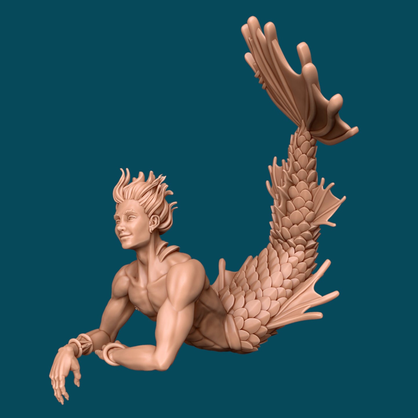 Finley a Friendly Fish Guy Mermaid Merfolk | D&D TTRPG Miniature | Awkward Penguin Minis