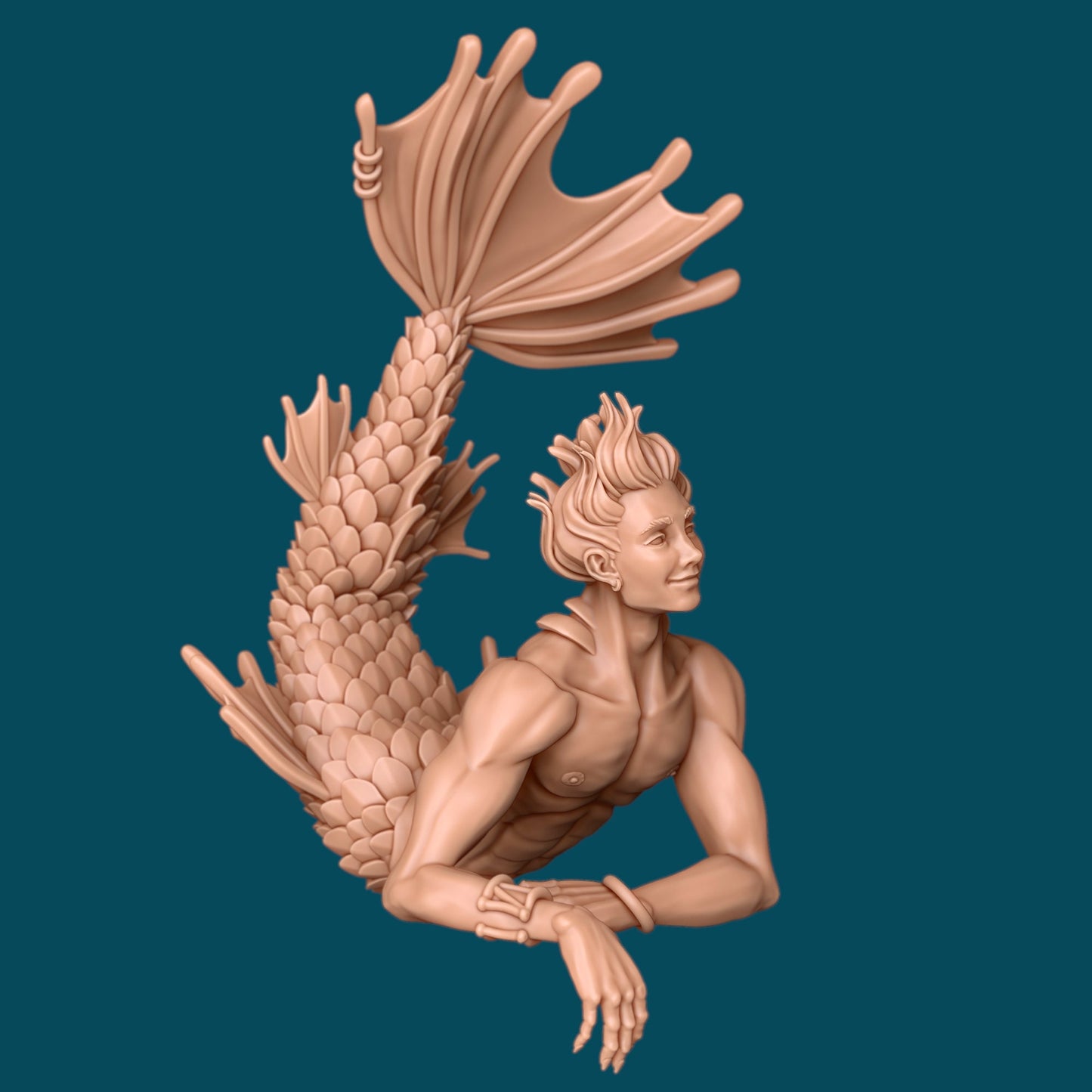 Finley a Friendly Fish Guy Mermaid Merfolk | D&D TTRPG Miniature | Awkward Penguin Minis