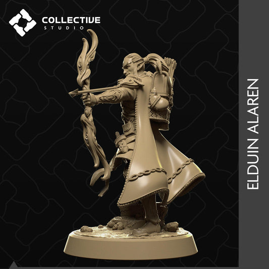 Elduin Alaren, Elf Ranger Archer Hunter | Tabletop Gaming Mini or Display Figure | Collective Studio
