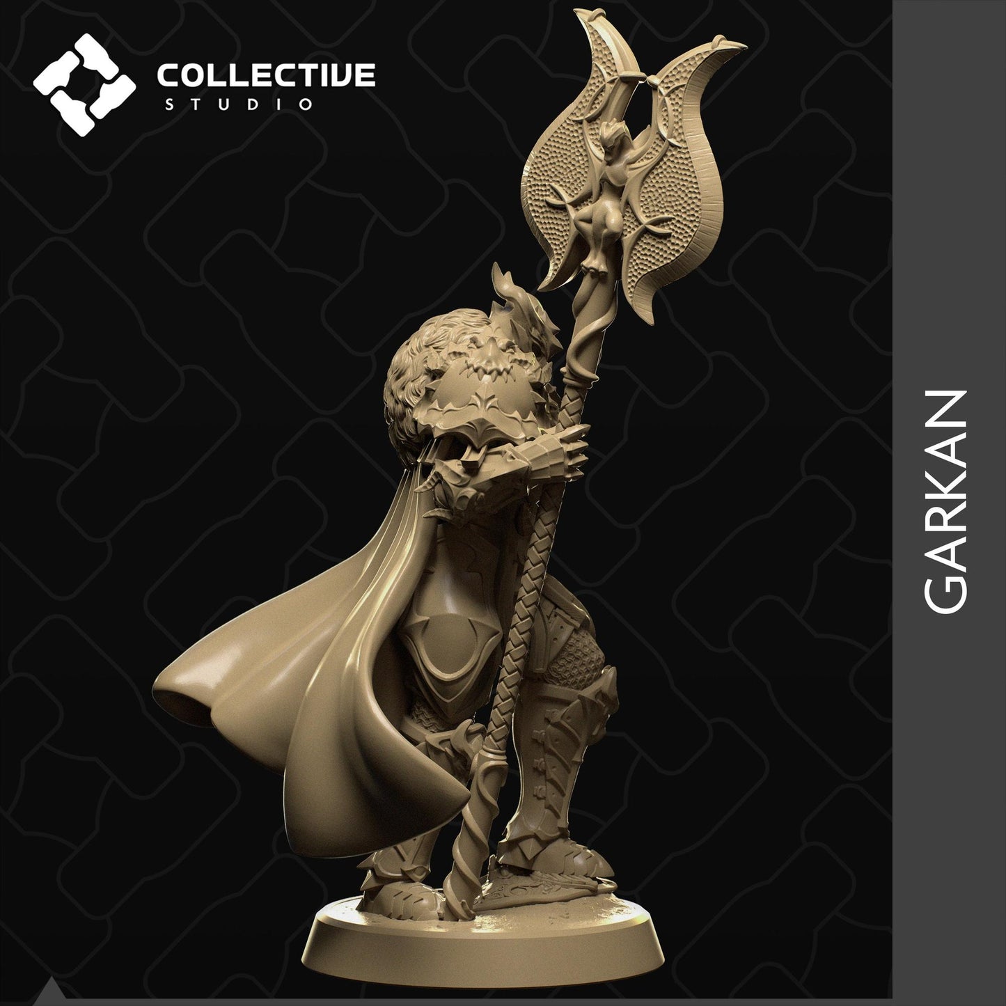 Garkan, Human Fighter | Tabletop Gaming Mini or Display Figure | Collective Studio